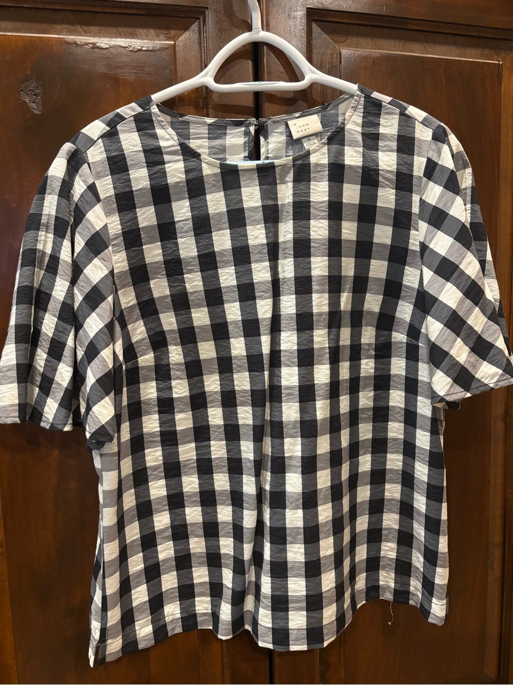 a new day Black and White Gingham Short-Sleeve Top